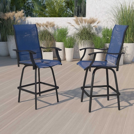 Flash Furniture 2PK Outdoor Stool - 30 inch Patio Bar Stool, Navy 2-ET-SWVLPTO-30-NV-GG